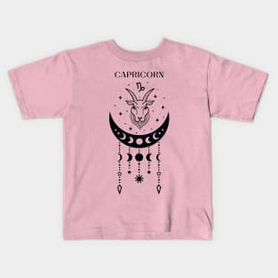 Capricorn star sign; zodiac; horoscope; zodiac; earth sign; symbol; Capricorn birthday; January birthday; Kids T-Shirt